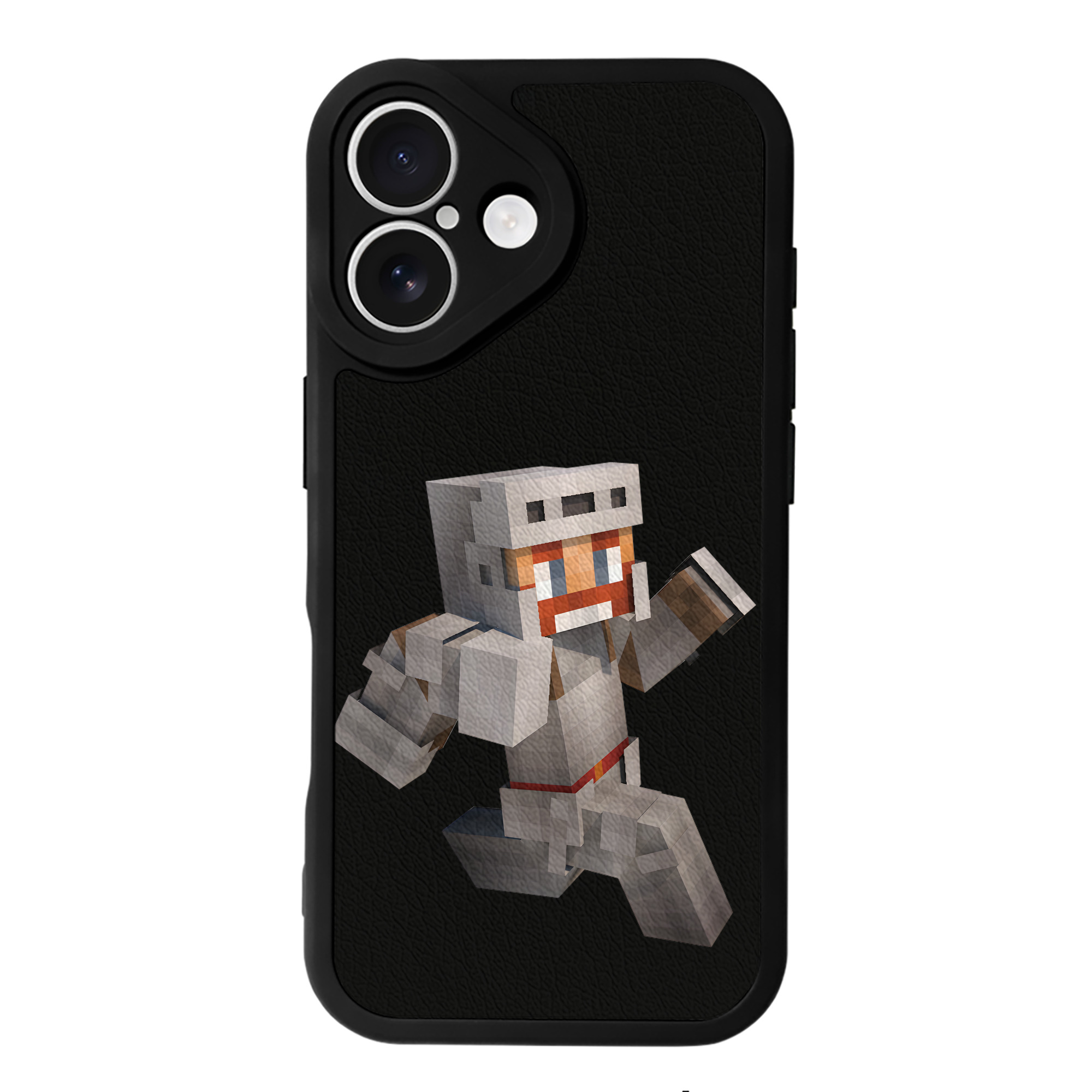 （画像用） マインクラフト ブロックの世界 Minecraft MC Block world 【iPhone 16シリーズ対応】シリコンスマホケース（レザー調） 材質：シリコン